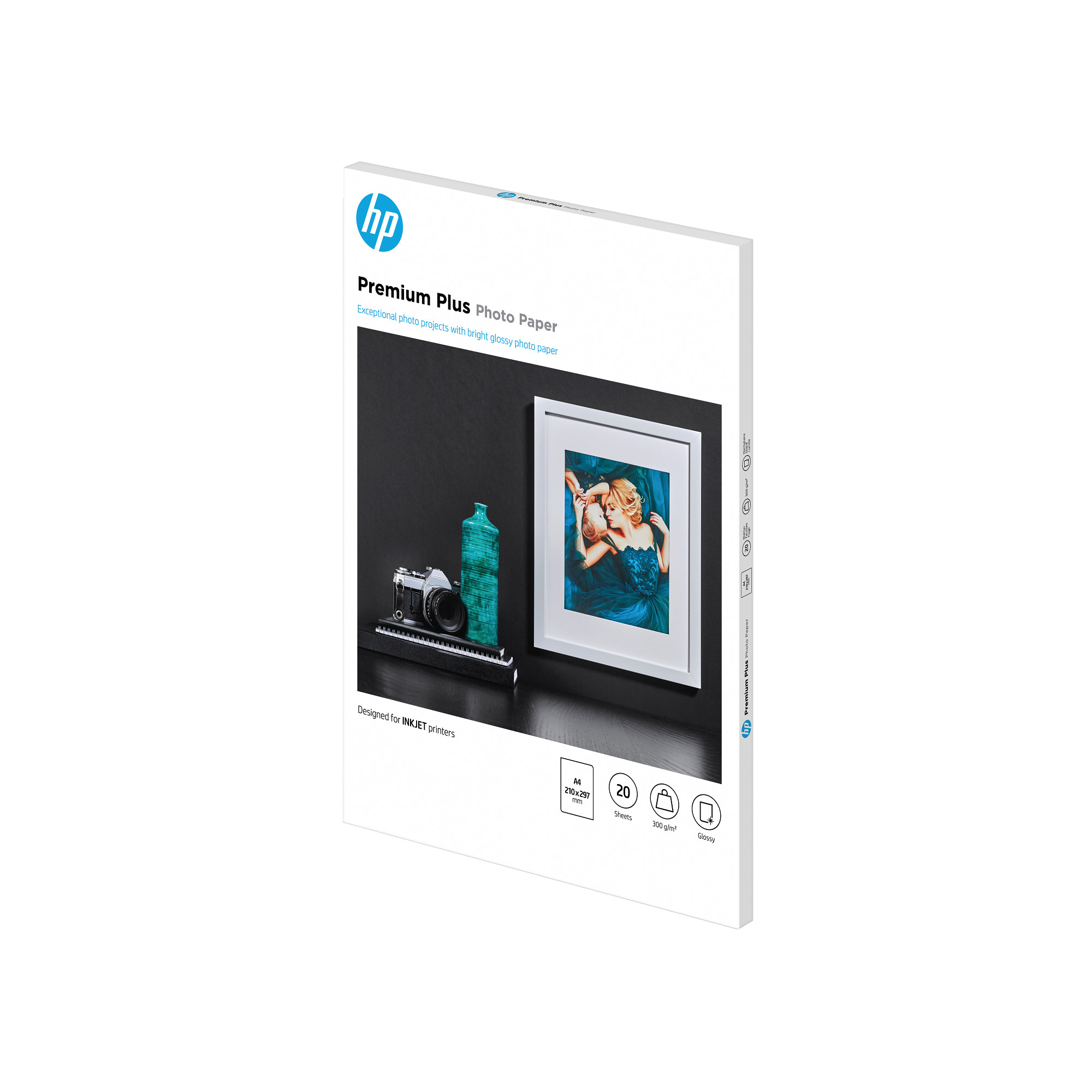 HP Premium Plus Glossy Photo Paper-20 sht/A4/210 x 297 mm, 300 g/m2, CR672A