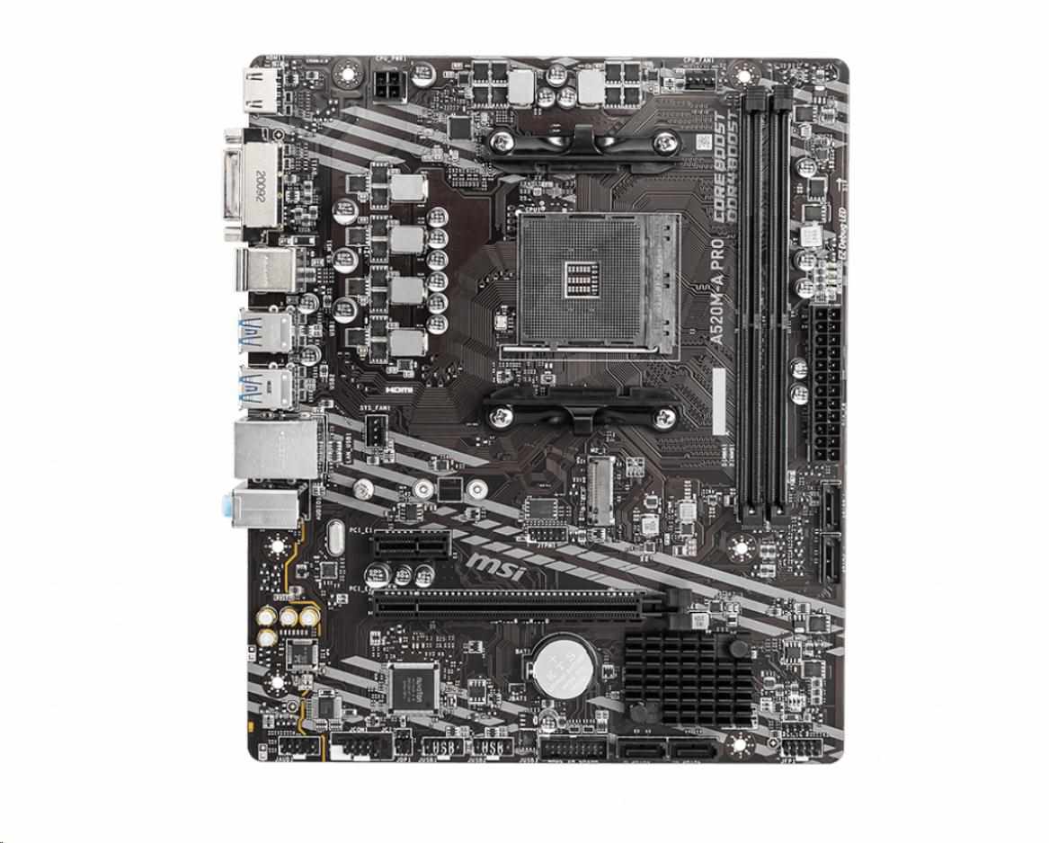 MSI MB Sc AM4 A520M-A PRO, AMD A520, 2xDDR4, m-ATX