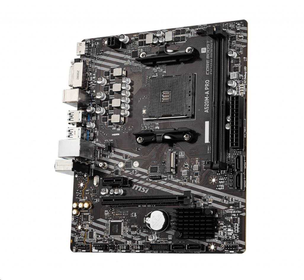 MSI MB Sc AM4 A520M-A PRO, AMD A520, 2xDDR4, m-ATX
