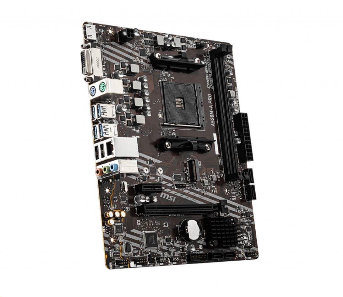 MSI MB Sc AM4 A520M-A PRO, AMD A520, 2xDDR4, m-ATX