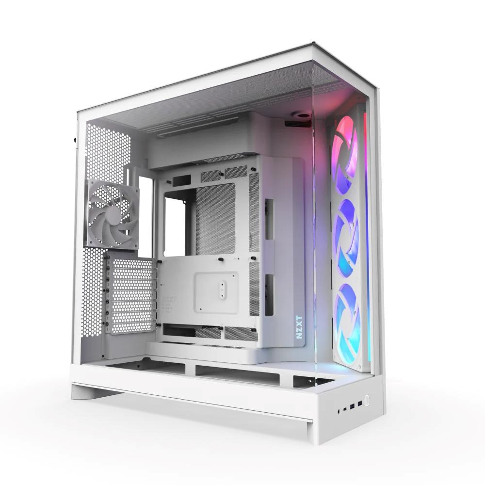 NZXT skříň H9 Flow ARGB dvoukomorová ATX / 3xRGB 140 mm / 1x 120mm fan / prosklená / bílá