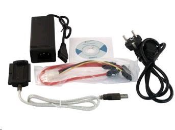 GEMBIRD Kabel adaptér USB 2.0 - IDE 2,5"/3,5" + SATA (redukce + napájecí zdroj)
