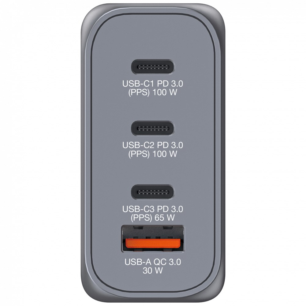VERBATIM GaN Nabíječka do sítě GNC-100, 100W, 3x USB-C, 1x USB