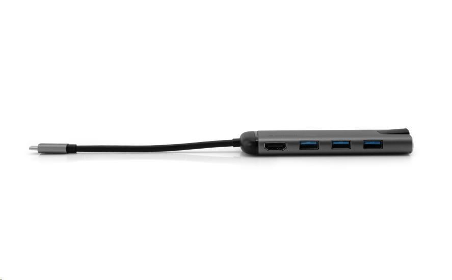 VERBATIM Dokovací stanice USB-C 7v1, 1xHDMI, 1xUSB-C, 3xUSB, 1xRJ45, čtečka SD karet, šedá