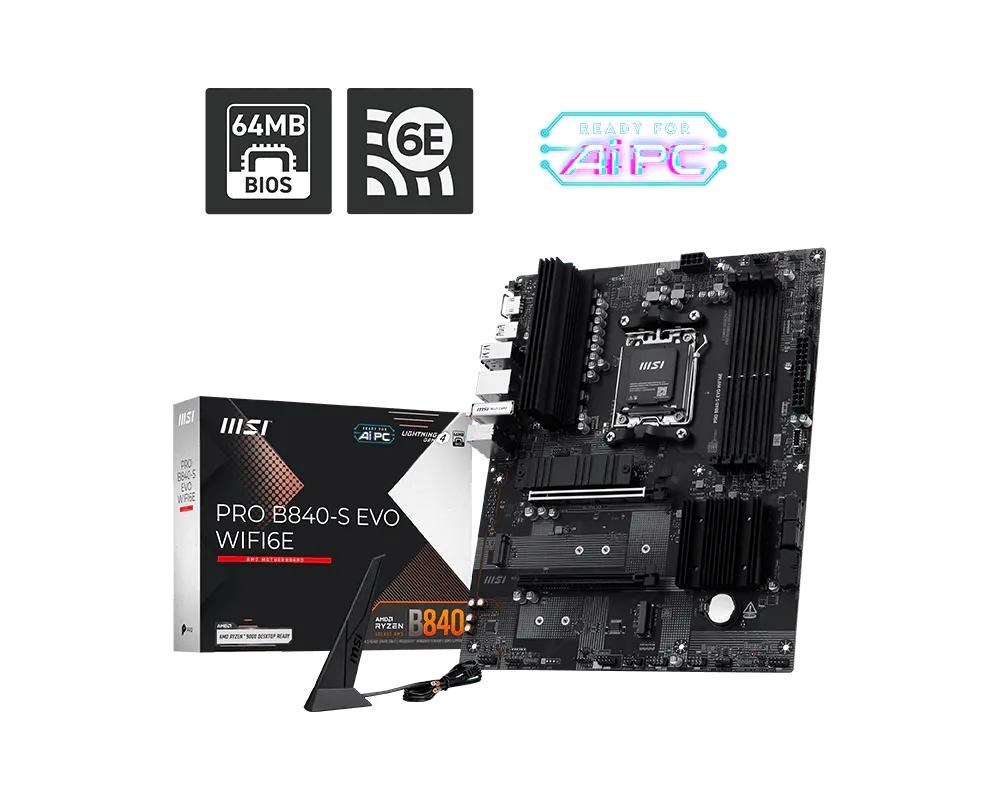 MSI MB Sc AM5 PRO B840-S EVO WIFI6E, AMD B840, 4xDDR5, WiFi, 1xHDMI