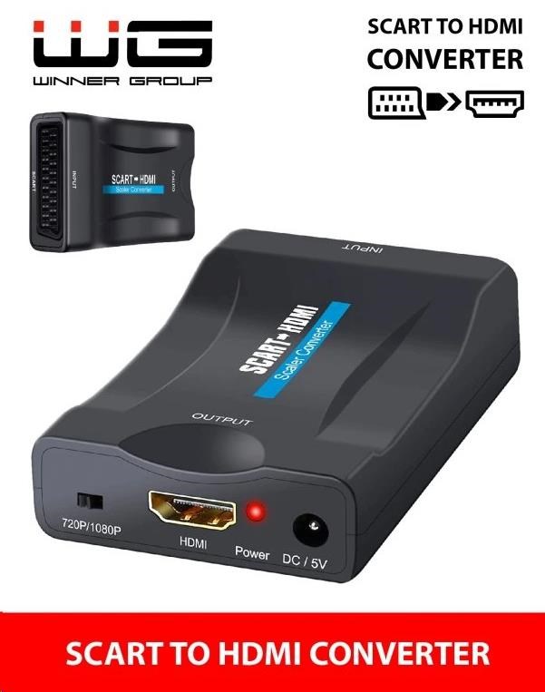 BAZAR - WG - Audio video konvertor SCART na HDMI, černá - Poškozený obal (Komplet)