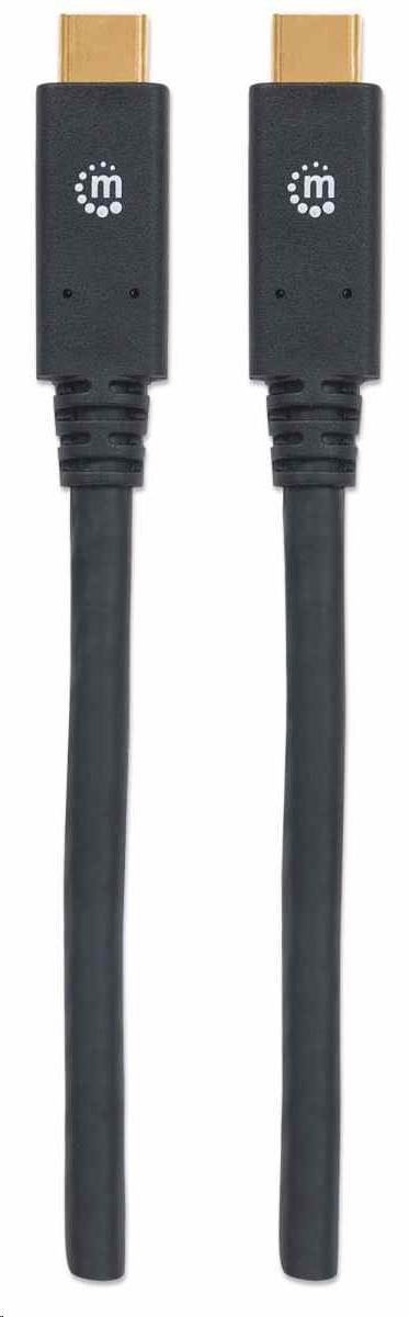Manhattan USB-C kabel, USB 3.1, Gen 1, USB-C Male na USB-C Male, 5 Gbps, 2m, černá