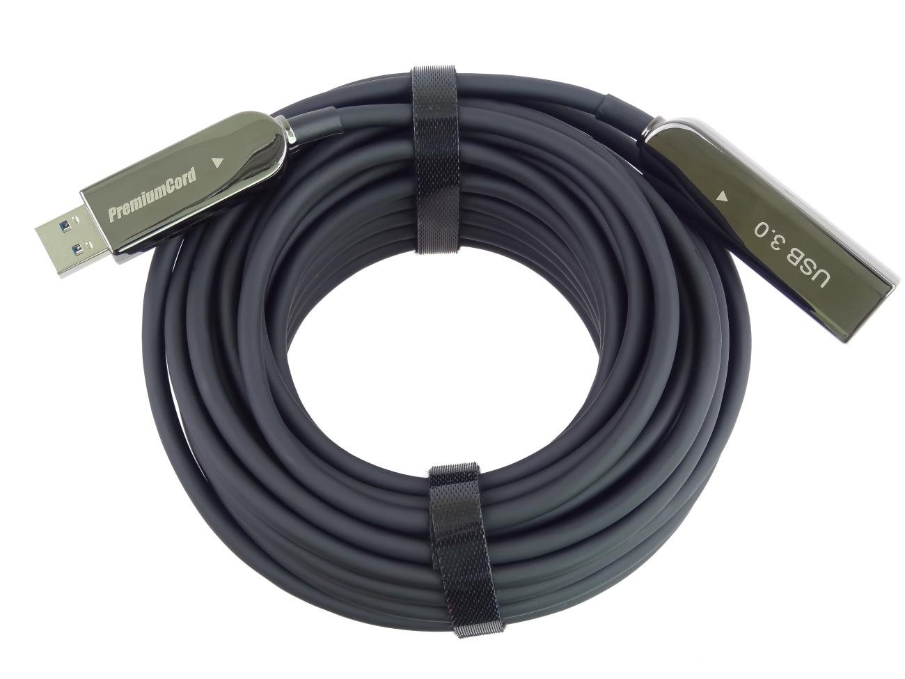 PREMIUMCORD Kabel USB3.0 + 2.0 prodlužovací optický AOC kabel A/Male - A/Female 10m