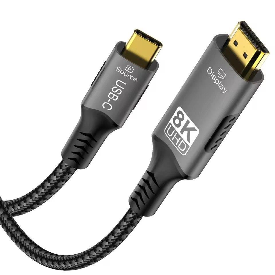 PremiumCord USB-C na HDMI kabel 2m rozlišení obrazu 8K@60Hz,4K@144Hz Aluminium
