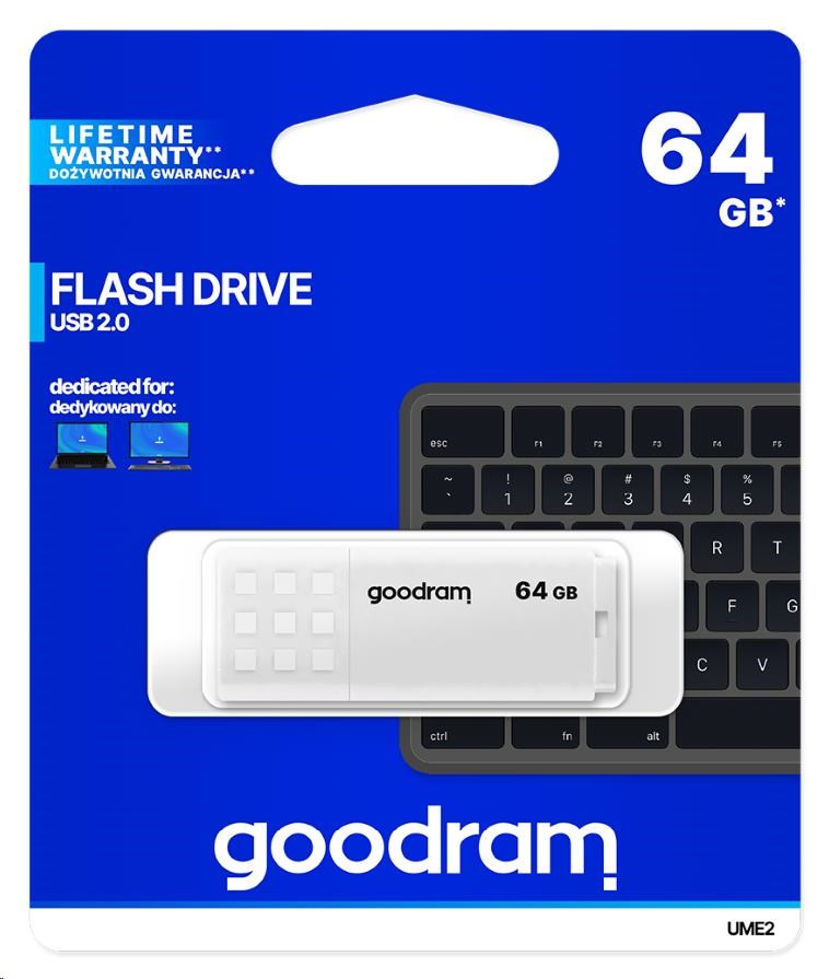 GOODRAM Flash Disk 64GB UME2, USB 2.0, bílá