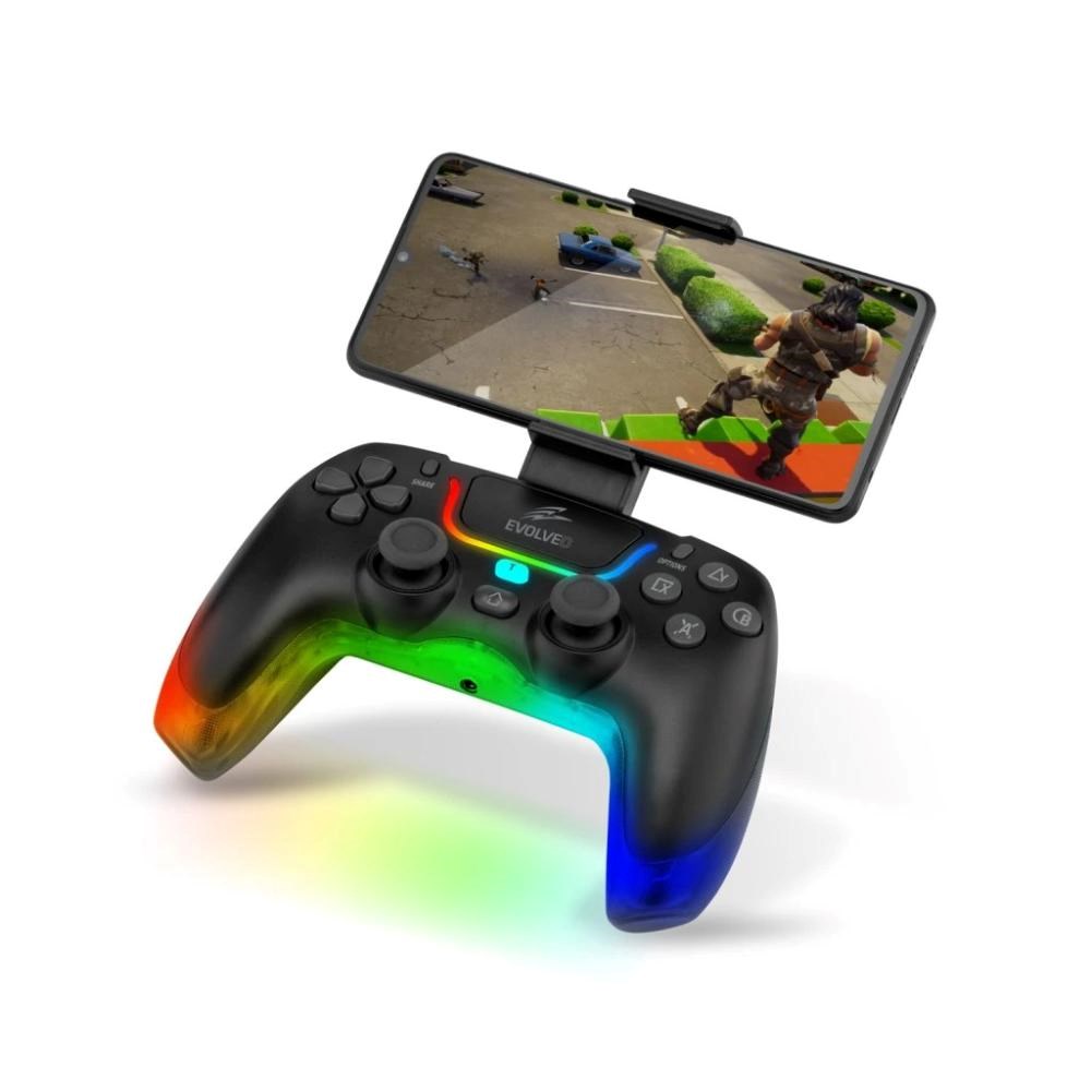 EVOLVEO Ptero2, bezdrátový & drátový gamepad pro PC, PS3/4/5, iOS, Android, Switch, černý