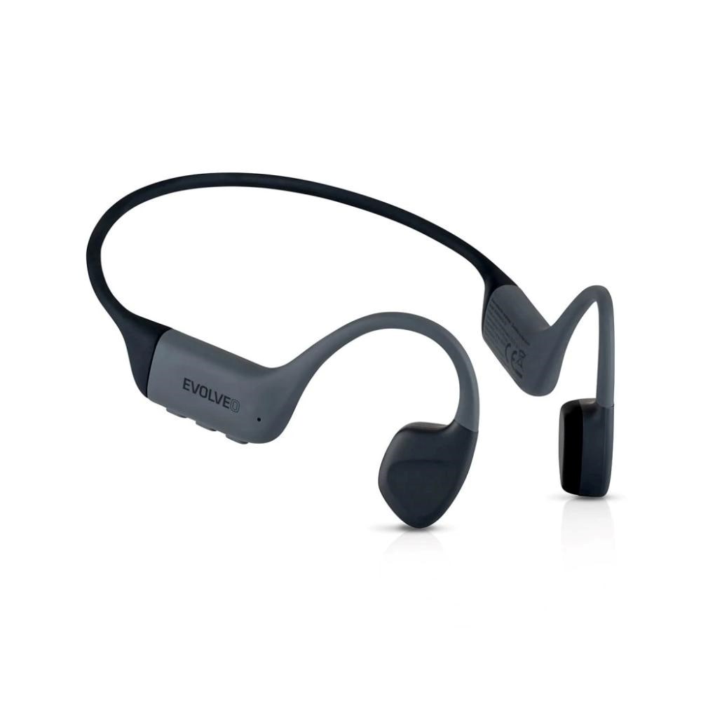 EVOLVEO bezdrátová sluchátka BoneMax MP3 32GB, na lícní kosti, IPX8, šedá