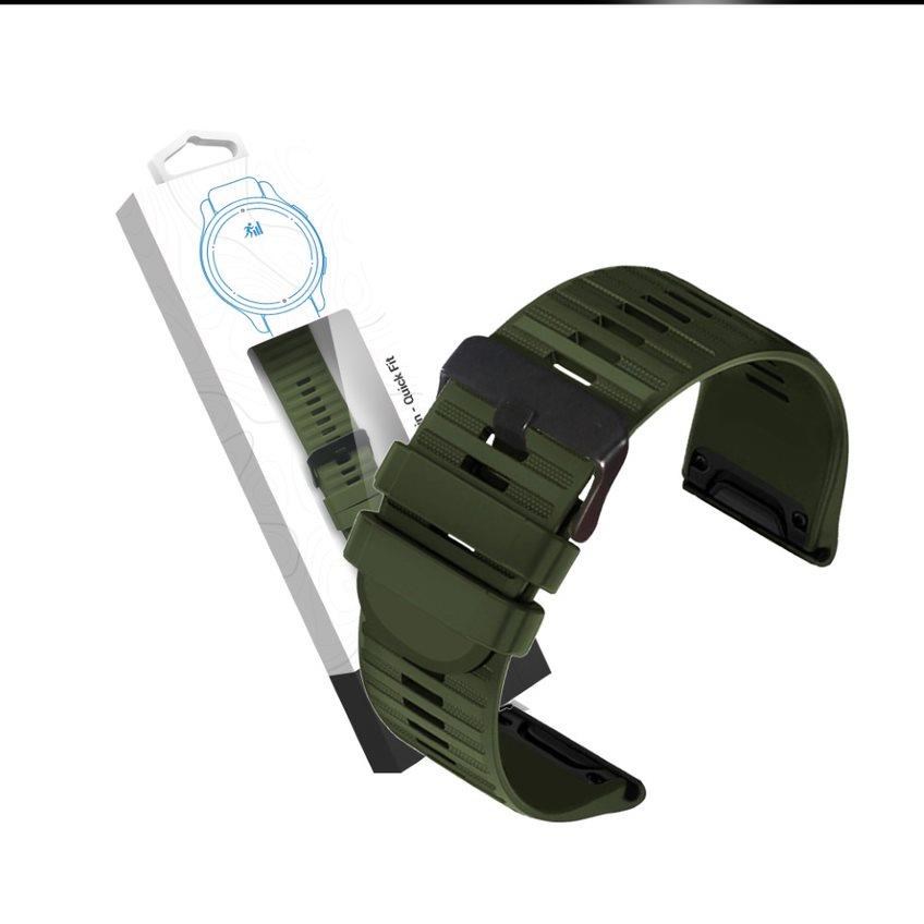 RhinoTech řemínek pro Garmin QuickFit silikonový outdoor 26mm tmavě zelený