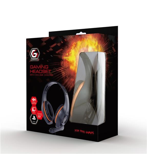 GEMBIRD sluchátka s mikrofonem GHS-05-O, gaming, černo-oranžová, 1x 4-pólový 3,5mm jack
