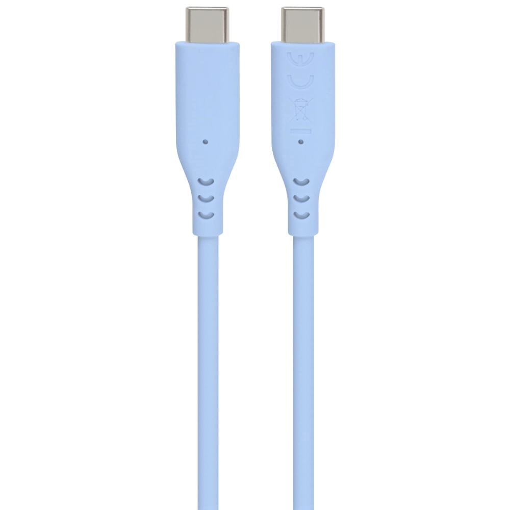 PREMIUMCORD Kabel USB-C na USB-C, 60W, 480Mbps, silikonový, modrý, 1,5m