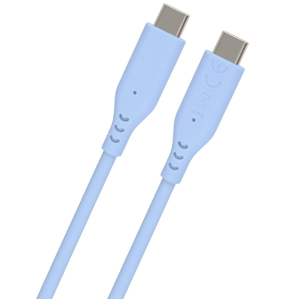 PREMIUMCORD Kabel USB-C na USB-C, 60W, 480Mbps, silikonový, modrý, 1,5m