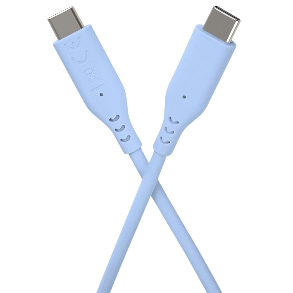 PREMIUMCORD Kabel USB-C na USB-C, 60W, 480Mbps, silikonový, modrý, 1,5m