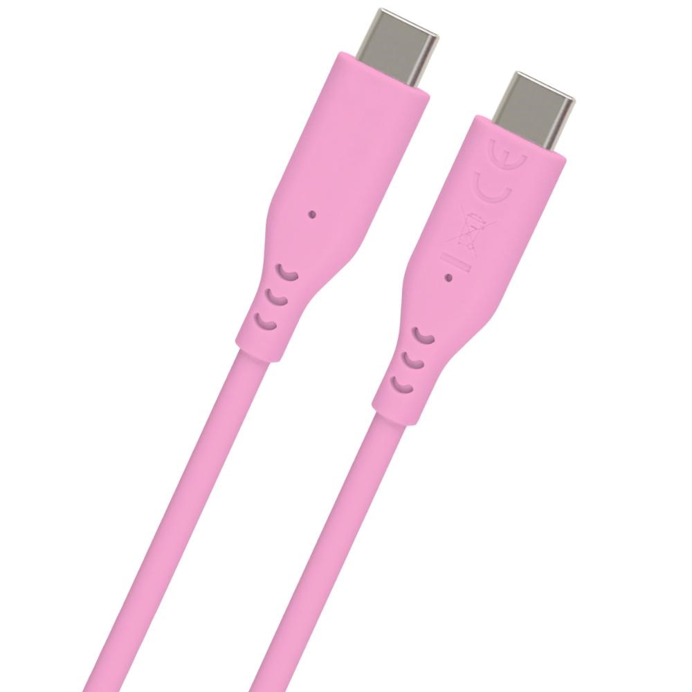 PREMIUMCORD Kabel USB-C na USB-C, 60W, 480Mbps, silikonový, růžový, 1,5m