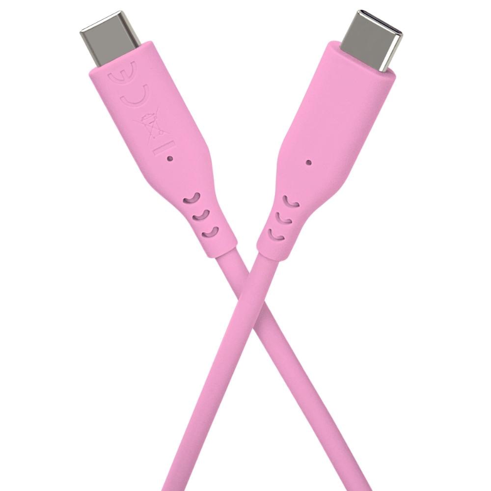 PREMIUMCORD Kabel USB-C na USB-C, 60W, 480Mbps, silikonový, růžový, 1,5m