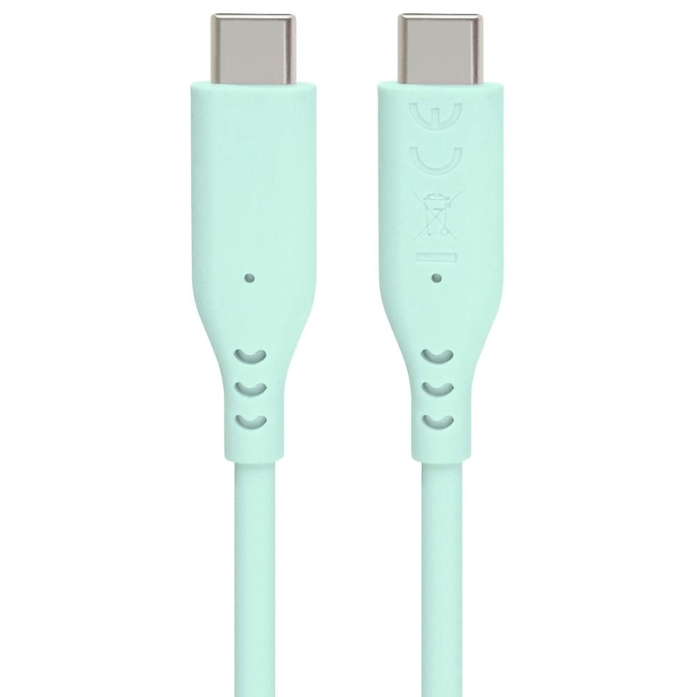 PREMIUMCORD Kabel USB-C na USB-C, 60W, 480Mbps, silikonový, tyrkysový, 1,5m