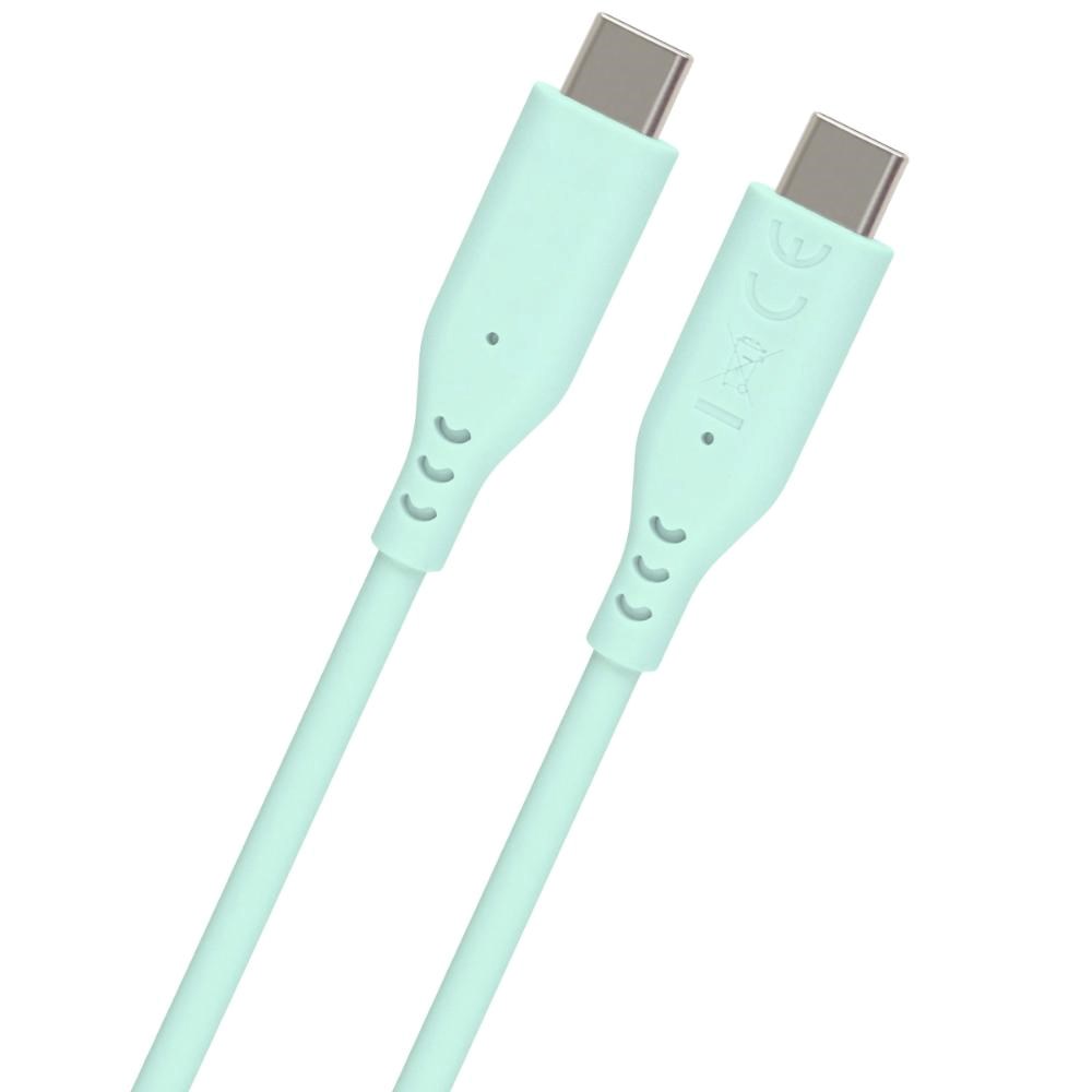 PREMIUMCORD Kabel USB-C na USB-C, 60W, 480Mbps, silikonový, tyrkysový, 1,5m