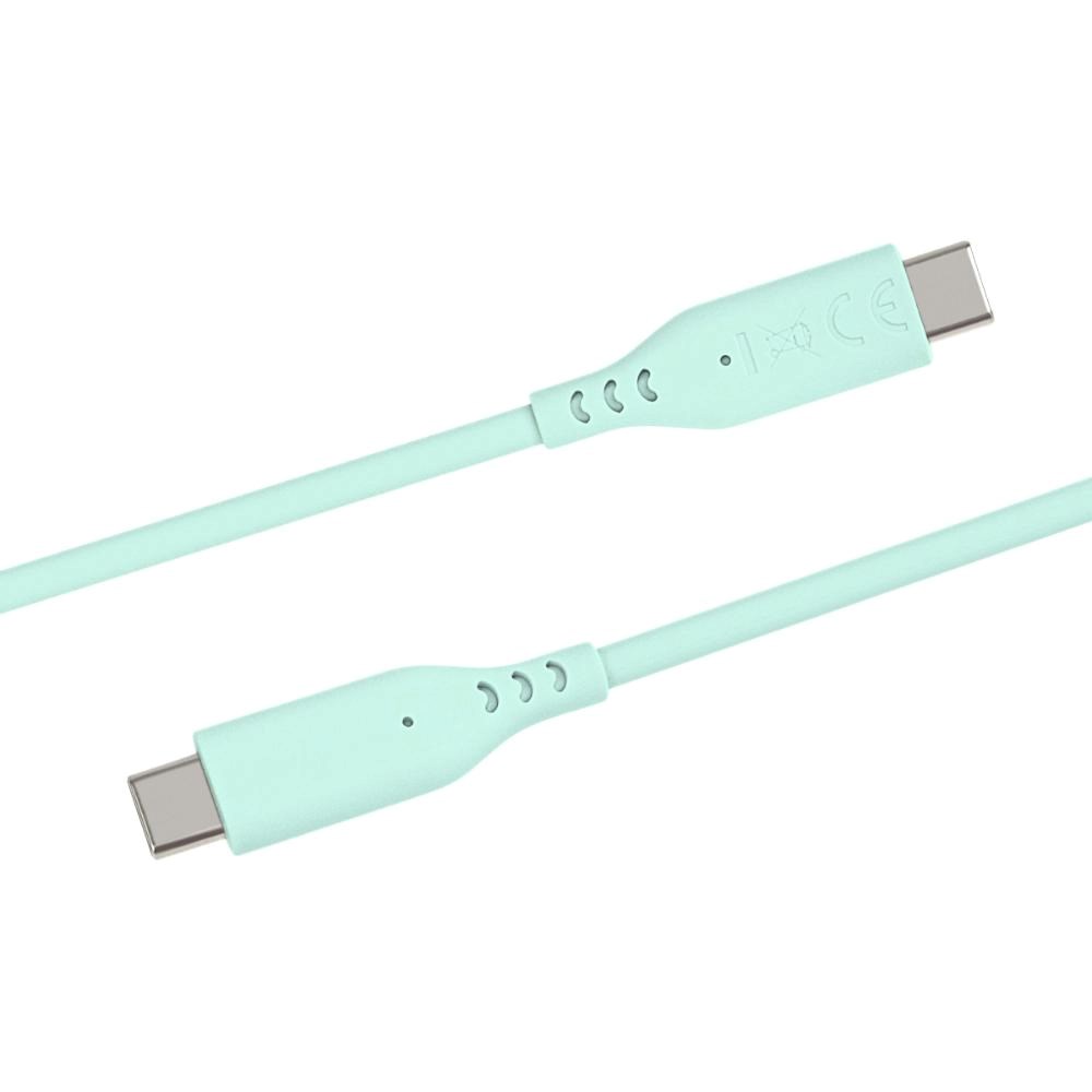 PREMIUMCORD Kabel USB-C na USB-C, 60W, 480Mbps, silikonový, tyrkysový, 1,5m