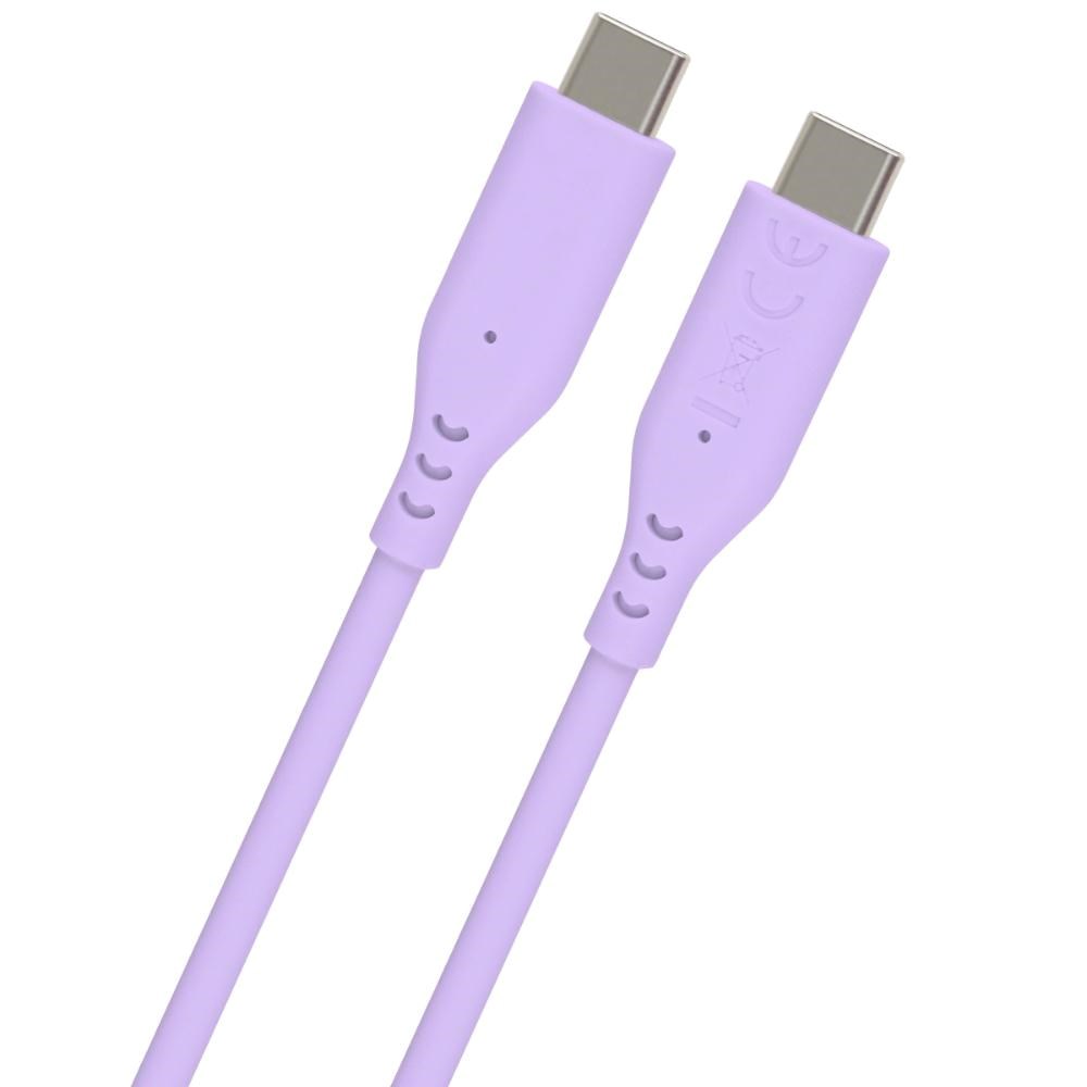 PREMIUMCORD Kabel USB-C na USB-C, 60W, 480Mbps, silikonový, fialový, 1,5m