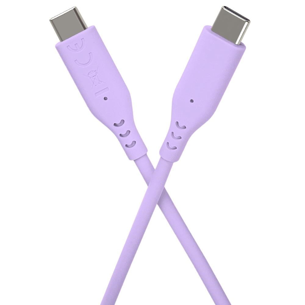 PREMIUMCORD Kabel USB-C na USB-C, 60W, 480Mbps, silikonový, fialový, 1,5m