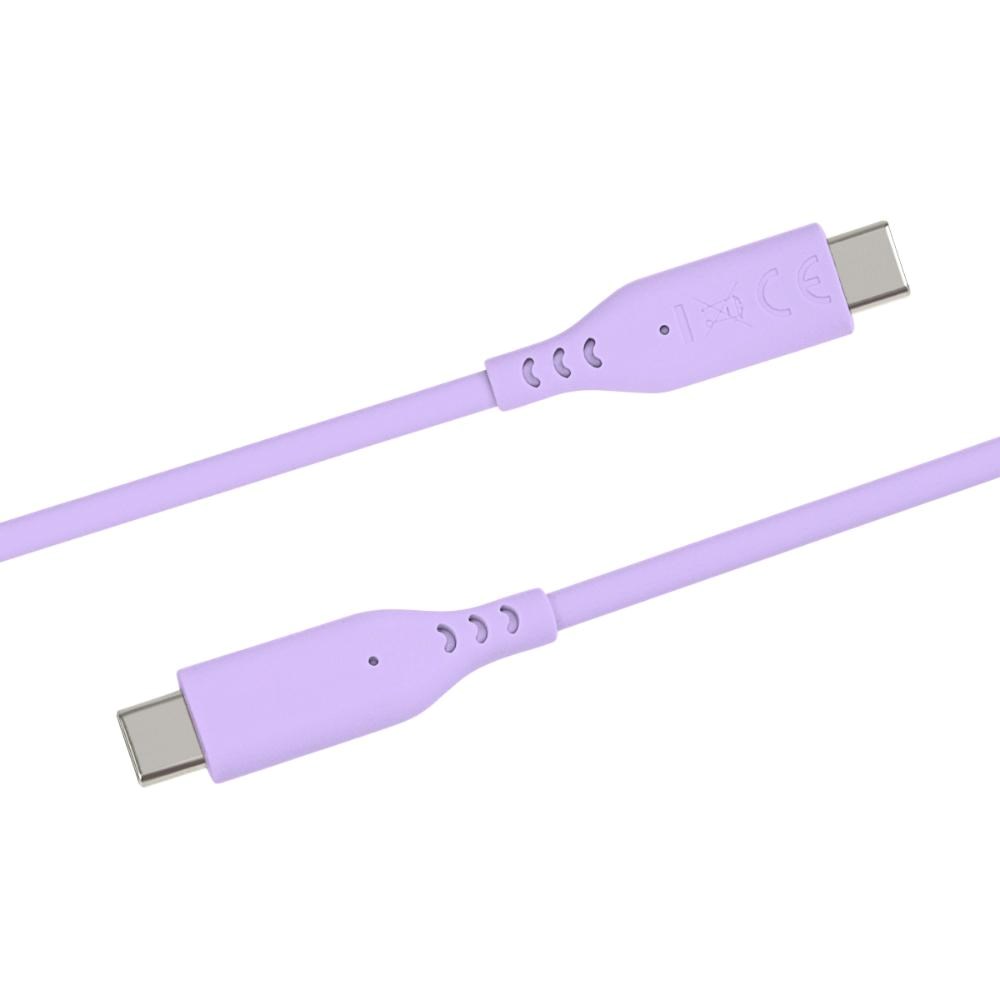 PREMIUMCORD Kabel USB-C na USB-C, 60W, 480Mbps, silikonový, fialový, 1,5m
