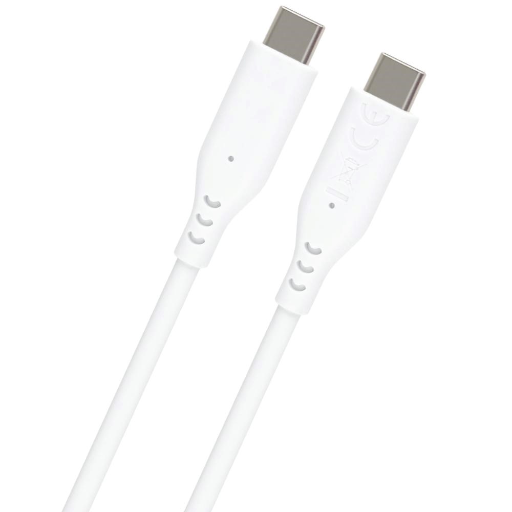 PREMIUMCORD Kabel USB-C na USB-C, 60W, 480Mbps, silikonový, bílý, 1,5m