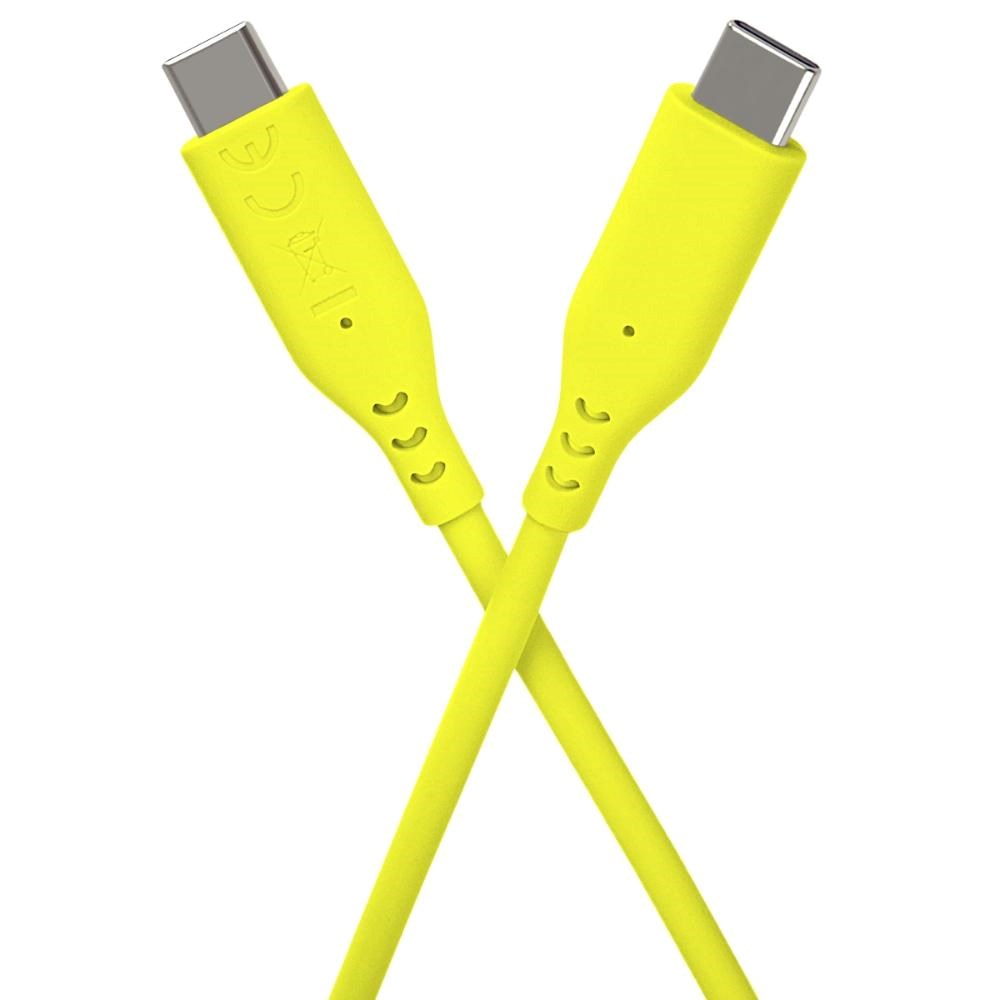PREMIUMCORD Kabel USB-C na USB-C, 60W, 480Mbps, silikonový, žlutý, 1,5m