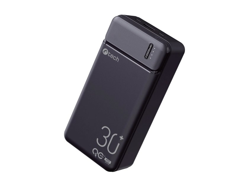 C-TECH Powerbanka 30000mAh, Li-Pol, 20W, USB-C/USB-A/micro USB