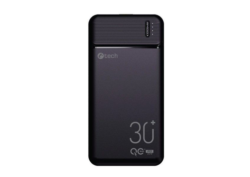 C-TECH Powerbanka 30000mAh, Li-Pol, 20W, USB-C/USB-A/micro USB