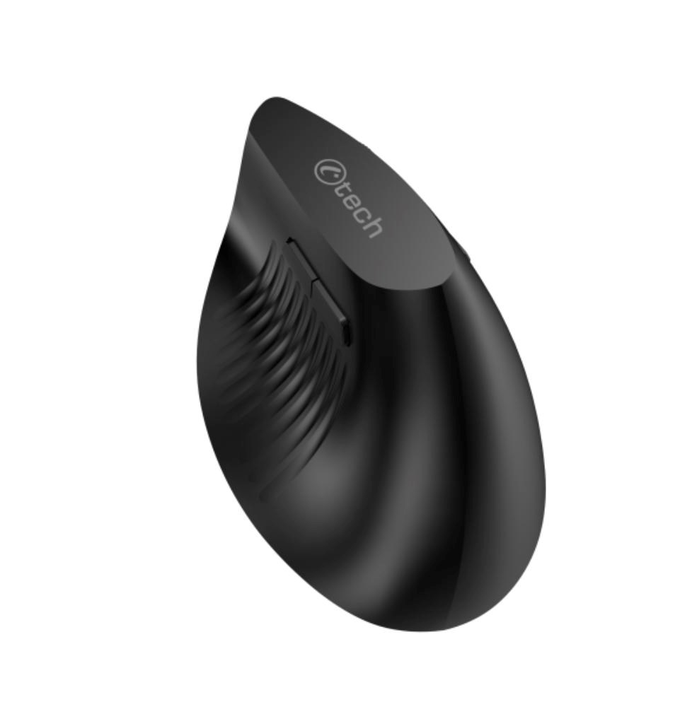 C-TECH Myš VEM-15, vertikální, Dual mode, bezdrátová, BT5.0 + 2,4GHz, 1600DPI, baterie 400 mAh, černá