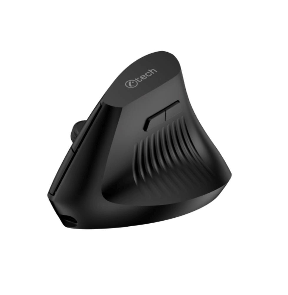 C-TECH Myš VEM-15, vertikální, Dual mode, bezdrátová, BT5.0 + 2,4GHz, 1600DPI, baterie 400 mAh, černá