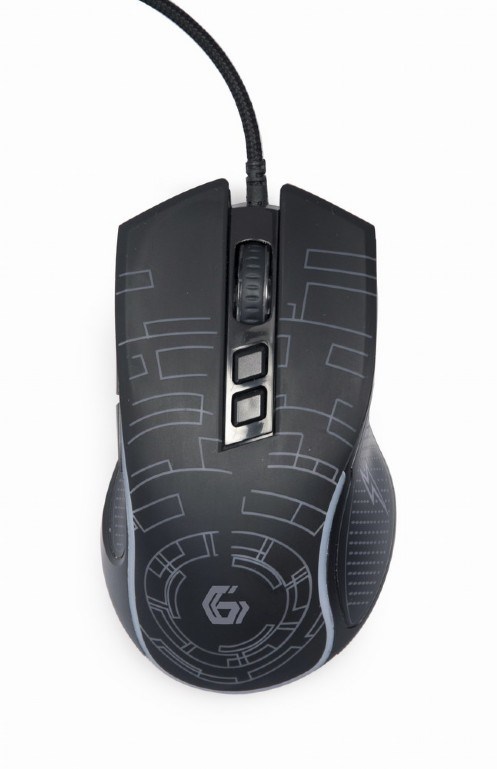 GEMBIRD myš MUSG-RGB-01, podsvícená, 7 tlačítek, černá, 3600DPI, USB