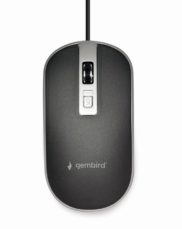 GEMBIRD myš MUS-4B-06-BS, drátová, optická, USB, černá/stříbrná