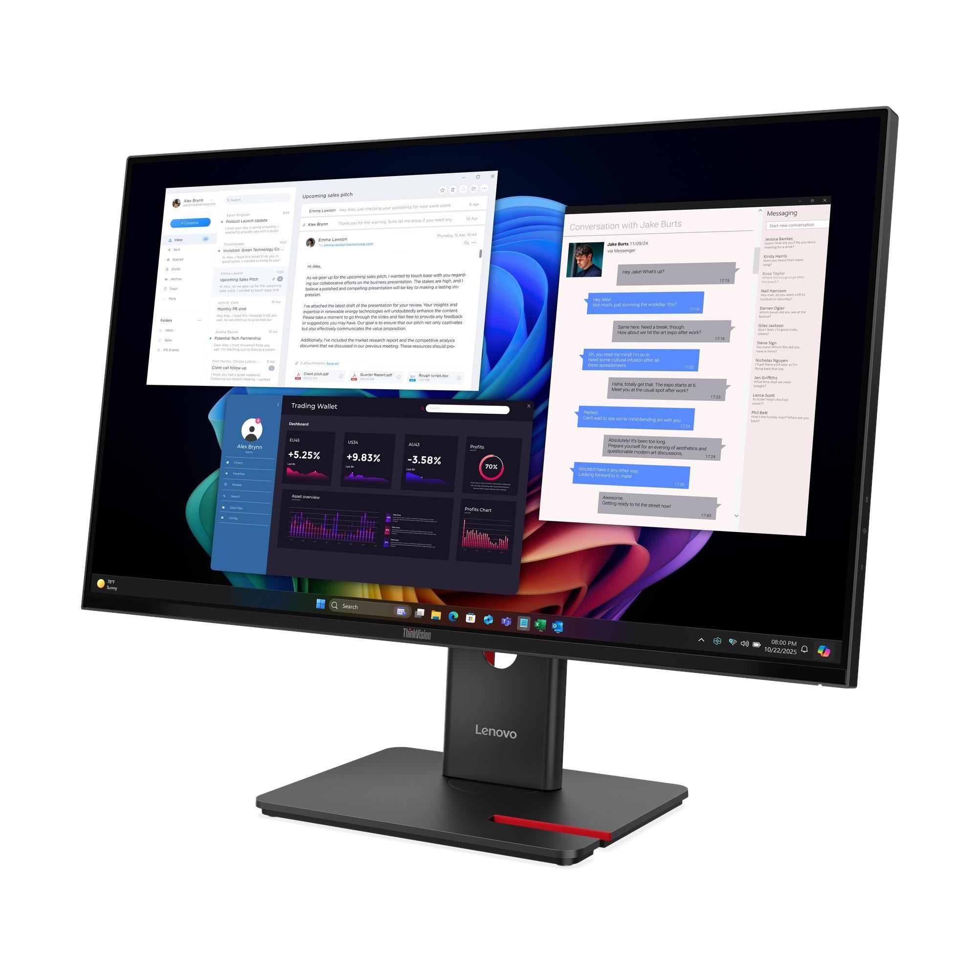 LENOVO LCD T27UD-40 - 27",IPS,16:9,3840x2160,60Hz,350cd/m2,1500:1,4ms(GtG),HDMI,DP,USB Hub,USB-C,RJ45,Pivot