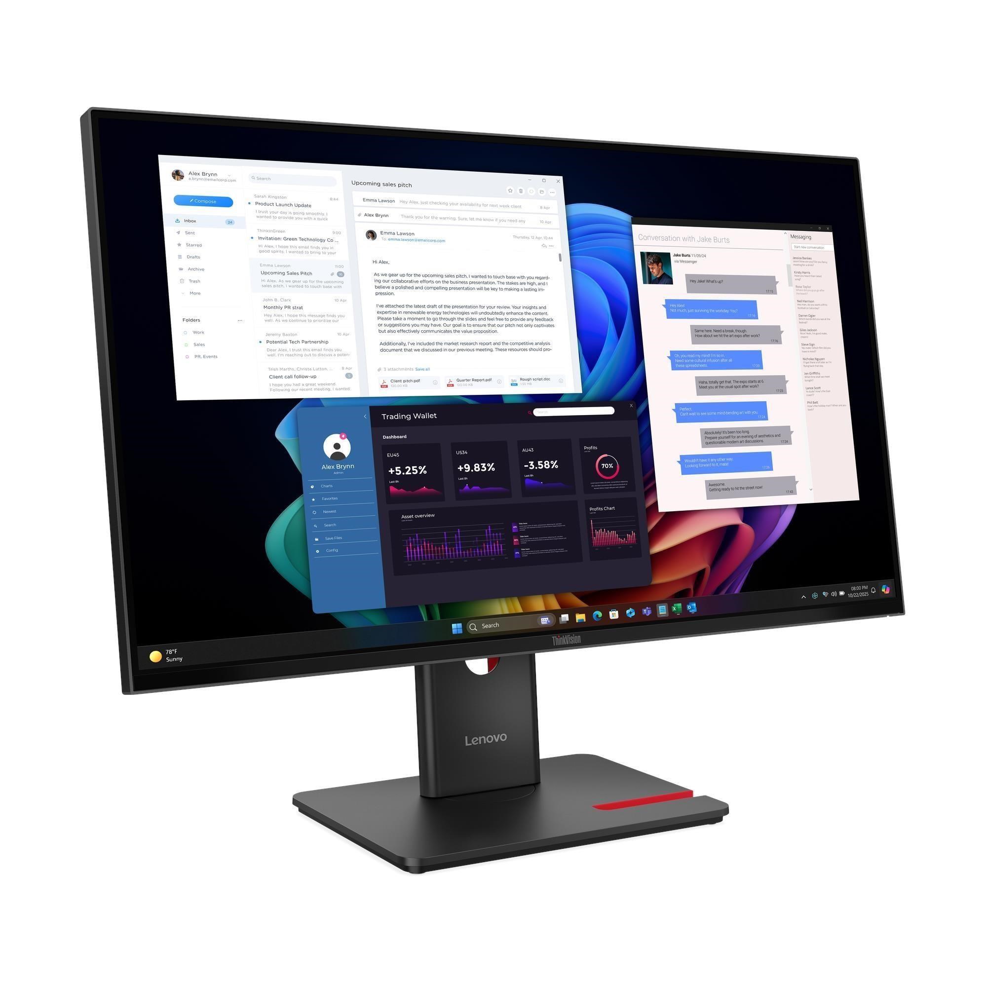 LENOVO LCD T27UD-40+MC60 - 27",IPS,16:9,3840x2160,60Hz,350cd/m2,1500:1,4ms(GtG),HDMI,DP,USB Hub,USB-C,RJ45,Pivot