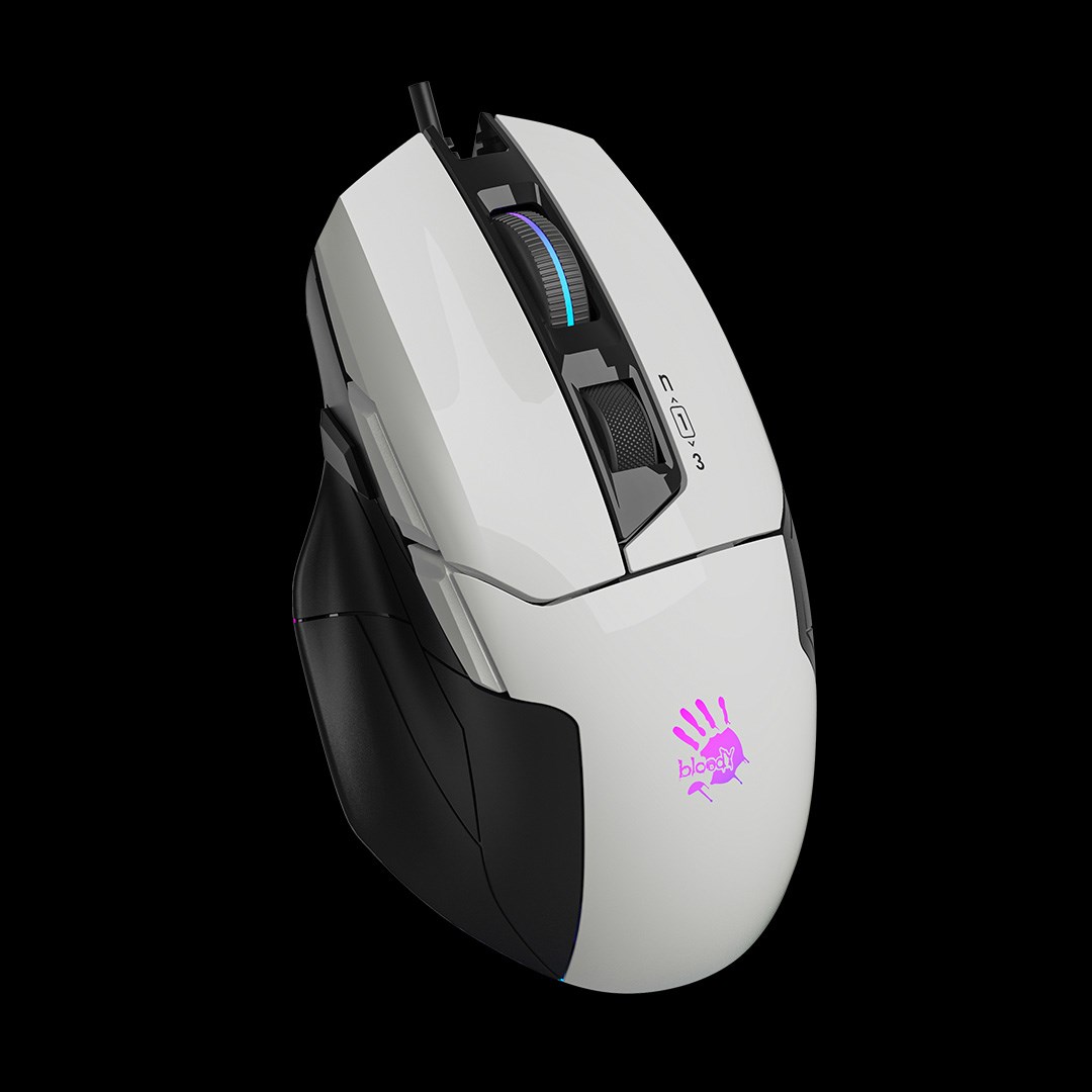 A4tech Bloody Myš W70 Max Activated, podsvícená herní myš, 12000 DPI, USB, Bílá
