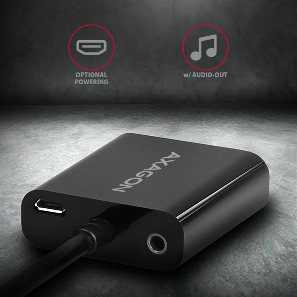 AXAGON RVH-VGAN, HDMI -> VGA redukce / adaptér, FullHD, audio výstup, micro USB nap. konektor