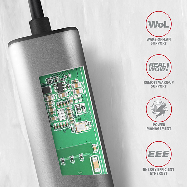 AXAGON ADE-25RC USB-C 3.2 Gen 1 - 2.5 Gigabit Ethernet síťová karta, Realtek 8156, auto install, šedá