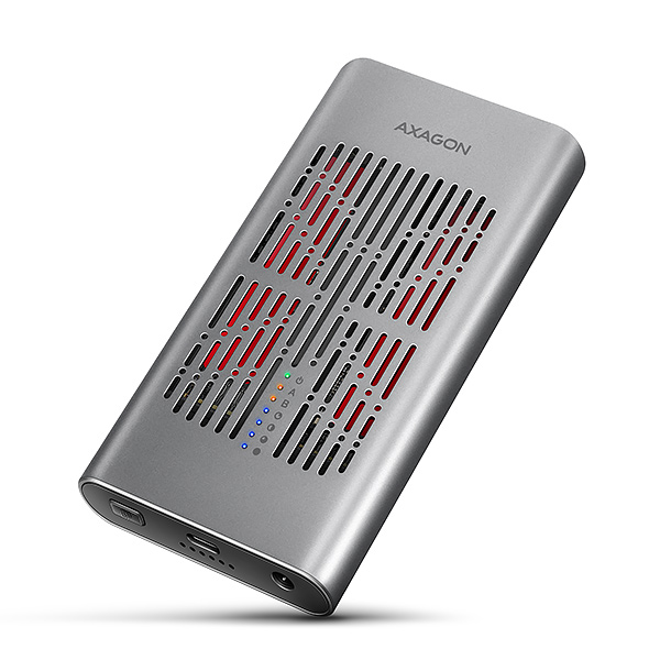 AXAGON EEM2-20GD, USB-C 20Gbps externí box pro dva M.2 NVMe SSD s funkcí klonování