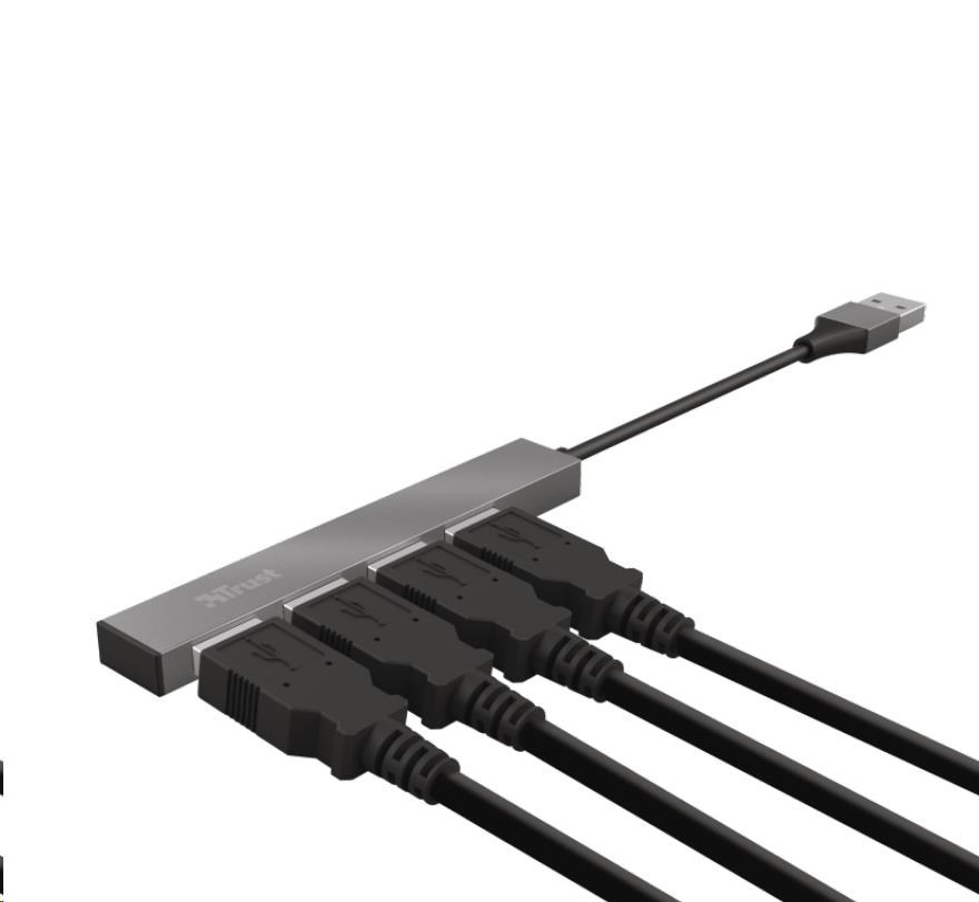 TRUST rozbočovač HALYX, Aluminium 4-Port Mini USB Hub, 10cm