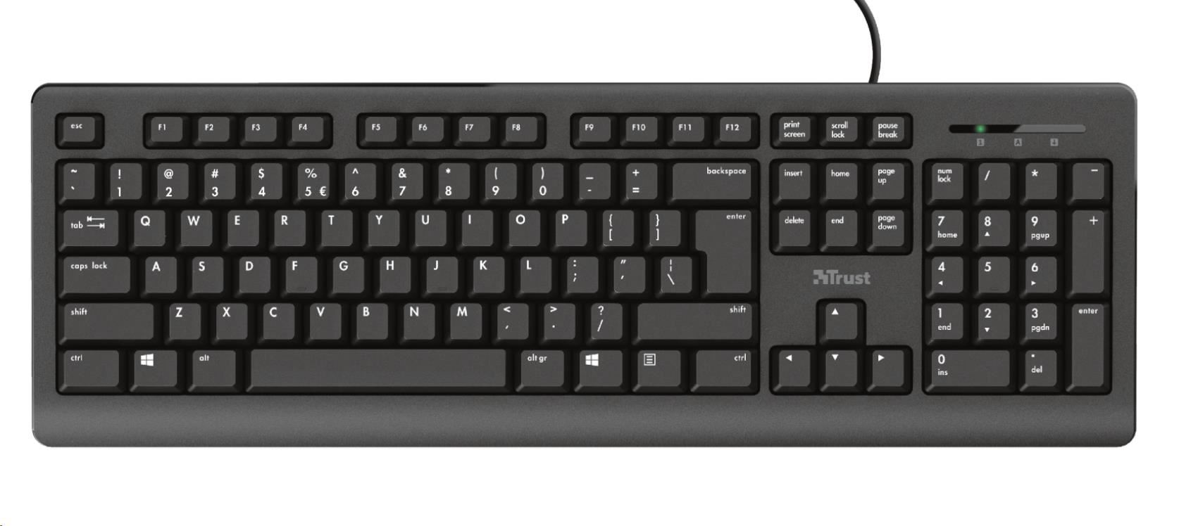 TRUST klávesnice PRIMO, membránová, USB, DE
