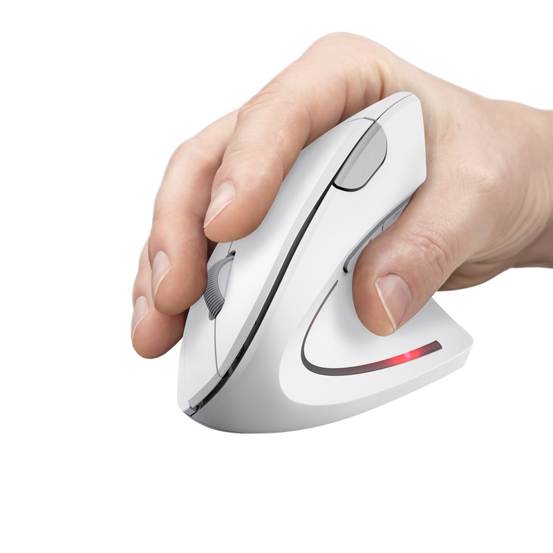TRUST vertikální myš Verto bezdrátová ergonomická myš, USB, bílá