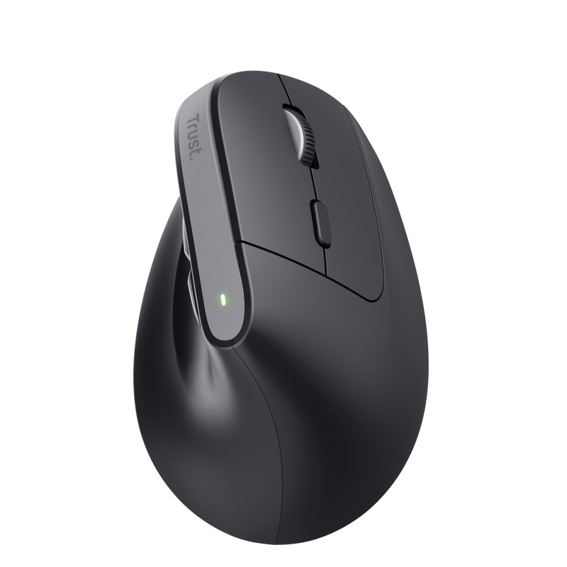 TRUST myš Bayo+ Ergonomická vertikální myš, Bezdrátová, černá