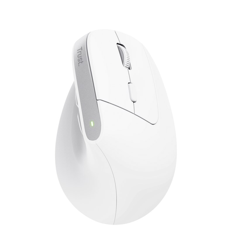 TRUST myš Bayo+ Ergonomická vertikální myš, Bezdrátová, bílá