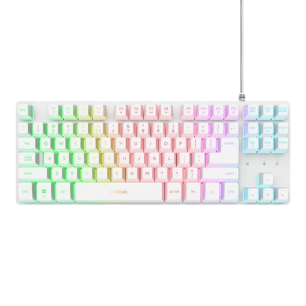 TRUST Klávesnice GXT 833 Thado, Membránová, USB, RGB, bílá