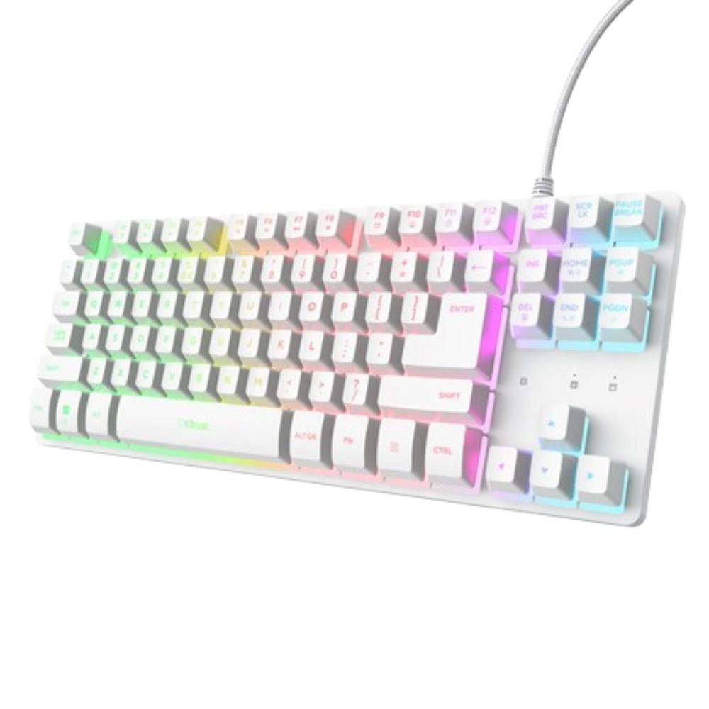 TRUST Klávesnice GXT 833 Thado, Membránová, USB, RGB, bílá